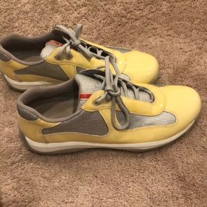 Prada Men’s Yellow Patent Leather Sneakers